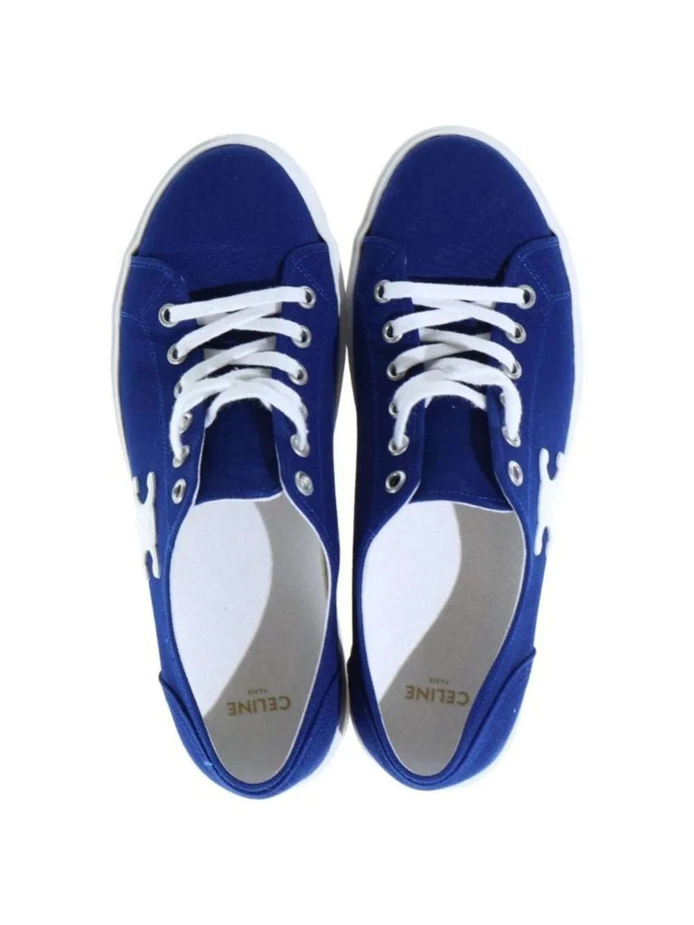 Celine Triomphe Logo Canvas Platform Low-Top Sneakers Blue